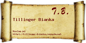 Tillinger Bianka névjegykártya
